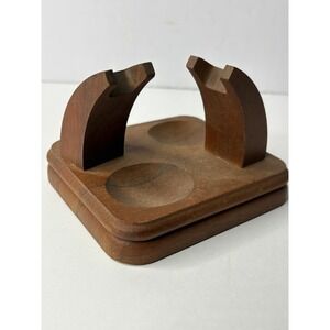 Fairfax Vintage Wooden 2-Pipe Stand Tobacco Smoking Pipe Display Holder Rack